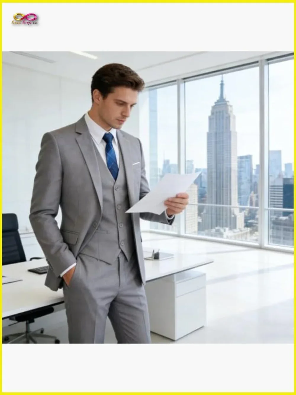 Regular Fit 3-Piece Suit Set Classic Formal Blazer Vest Pants Wedding Prom